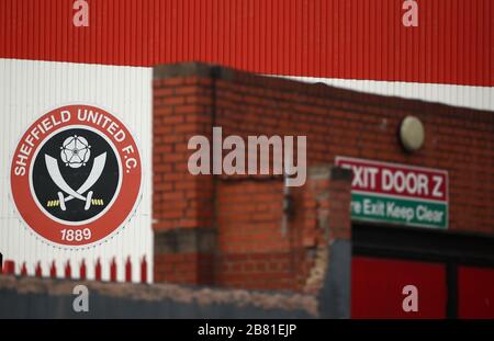 Ein allgemeiner Blick auf die Bramall Lane, die Heimat von Sheffield United. Die Premier League Clubs treffen sich am Donnerstagmorgen per Telefonkonferenz, um über die Vorrichtungen und Finanzen inmitten der Coronavirus Pandemie zu diskutieren. Stockfoto