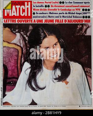 FrontPage des französischen Nachrichten- und Volksmagazins Paris-Match, Nr. 1347, am 22. März 1975, Valérie-Anne Giscard d'Estaing, Tochter des französischen Staatspräsidenten 1975, Frankreich Stockfoto