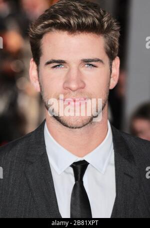 Liam Hemsworth, europäische Premiere der Hungerspiele, O2 Arena, London. GROSSBRITANNIEN Stockfoto