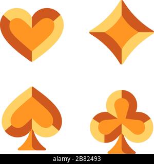 Goldene Spielkartensymbole flache Symbole Stock Vektor