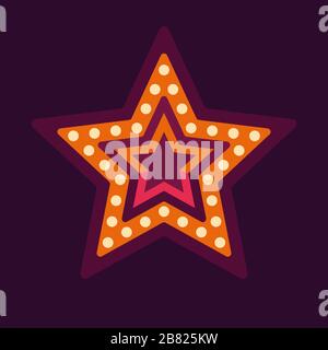 Rote Stern Retro marquee Light Rahmen flache Illustration Stock Vektor