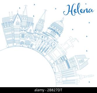 Skizzieren Sie Helena Montana City Skyline mit Blue Buildings und Copy Space. Vektorgrafiken. Stock Vektor