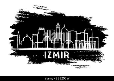 Izmir Türkei City Skyline Silhouette. Handgezeichnete Skizze. Business Travel and Tourism Concept mit historischer Architektur. Vektorgrafiken. Stock Vektor