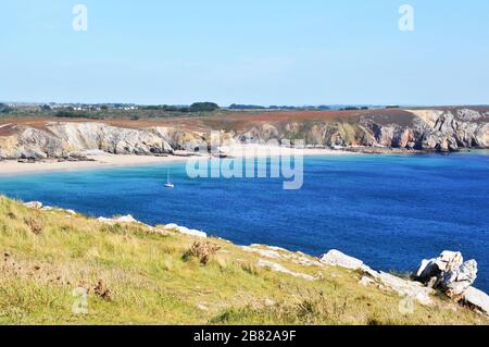 Strand von Veryac'h, Spitze von Pen Hir, Halbinsel Crozon, Camaret-sur-Mer, Finistere, Bretagne, Frankreich Stockfoto