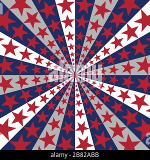 Amerikanische Flagge Sunburst Kunst Textur Sterne Streifen Stock Vektor