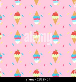 Nahtloses Muster von Eiskegel. Vektor. Sommerdessert. Stock Vektor