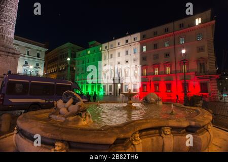 ROM seit Corona Virus. Palazzo Chigi, Belagerung der italienischen Regierung. © Andrea Sabbadini Stockfoto