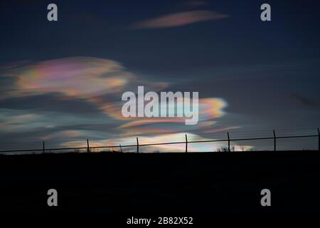 Polare Stratosphärenwolke über Húsavík 4 Stockfoto