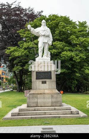 Statue von Robert Falcon Scott von Kathleen Scott, Christchurch, Südinsel Neuseeland Stockfoto