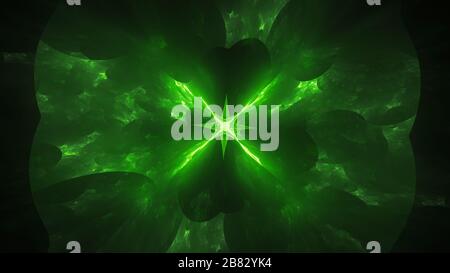Grün leuchtende Antimaterie, computergenerierter abstrakter Hintergrund, 3D-Rendering Stockfoto