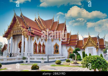 Der Marmortempel Wat Benchamabophit Dusitvanaram in Bangkok, Thailand Stockfoto