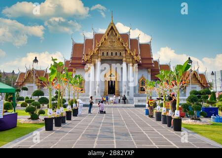 Der Marmortempel Wat Benchamabophit Dusitvanaram in Bangkok, Thailand Stockfoto