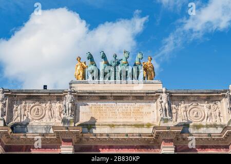 Quadriga am Triumphbogen du Carrousel - Paris, Frankreich Stockfoto