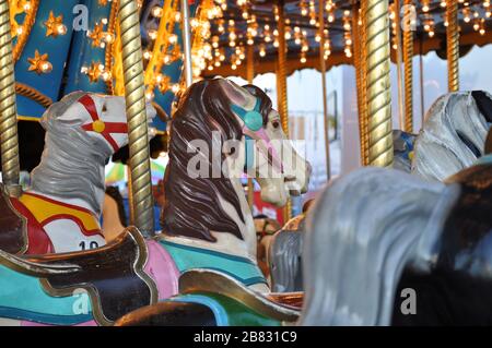 Karussellfahrt auf der Canadian National Exhibition in Toronto, Ontario, Kanada. Stockfoto