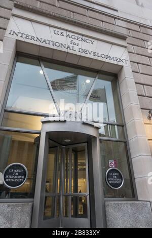 U.S. Agency for International Development, USAID, Headquarters Eingang, Washington, DC., im Ronald Reagan Building. Stockfoto