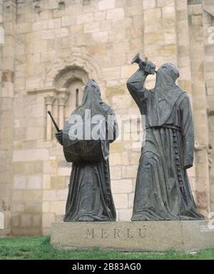 MONUMENTO AL MERLU O A LA COFRADIA DE JESUS DE NAZARERO -1996 - BRONCE PATINADO. Autor: ANTONIO PEDRERO. Lage: AUSSENANSICHT. SPANIEN. Stockfoto