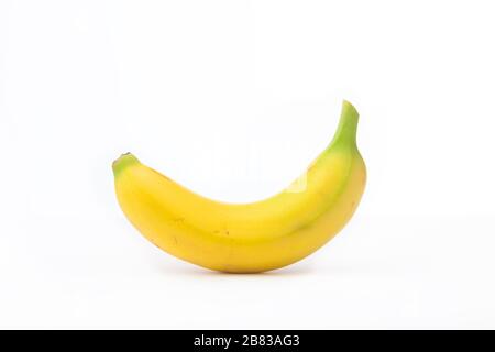 Nahaufnahme der Banane vor weißem Hintergrund Stockfoto