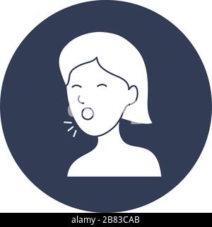 Kovid 19 Konzept der Frau Husten Ikone über weißem Hintergrund, Symbolstil, Vektorgrafiken Stock Vektor