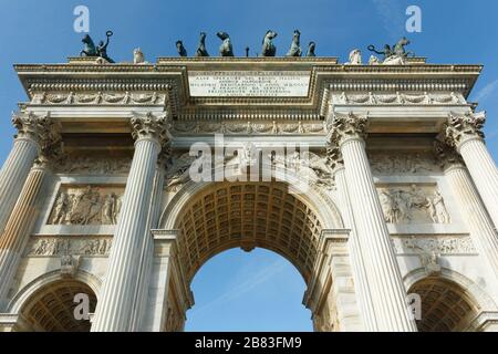 Friedensbogen, Arco della Pace, Porta Sempione, in Milano Italien Stockfoto