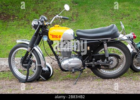 Klassisches BSA-Motorrad auf der Great Central Railway, Quorn, Leicestershire, England, Stockfoto