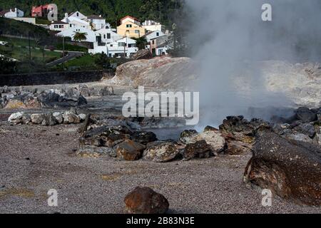 Portugal, Azoren, Kerne, Furnas, Caldieras, heiße Quellen, vulkanische, Mineralquellen, Stockfoto