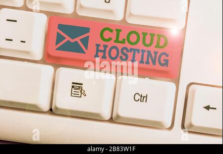 Wort schreiben Text Cloud Hosting. Business Foto präsentiert die Alternative zum Hosting von Websites auf einem einzelnen Server Stockfoto