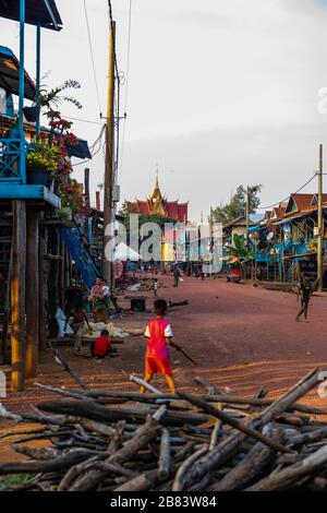 Das schwimmende Dorf Kampong Phluk, Kambodscha. Stockfoto