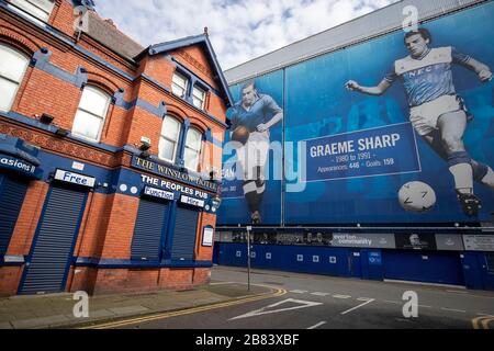 Everton Football Club und Umgebung während des Coronavirus Ausbruchs Stockfoto