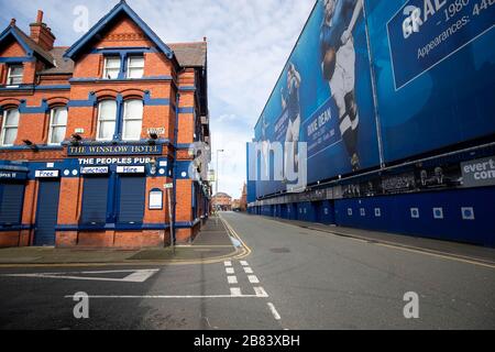 Everton Football Club und Umgebung während des Coronavirus Ausbruchs Stockfoto