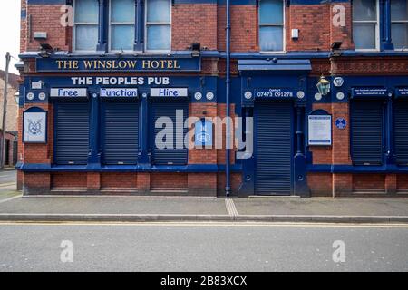 Everton Football Club und Umgebung während des Coronavirus Ausbruchs Stockfoto