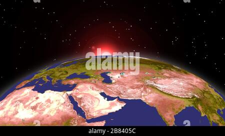 Erde Sonnenaufgang isolierter Mondplanet Astrologie Astronomie-Raum. Elemente dieses Bildes, das von der NASA eingerichtet wurde. Stockfoto