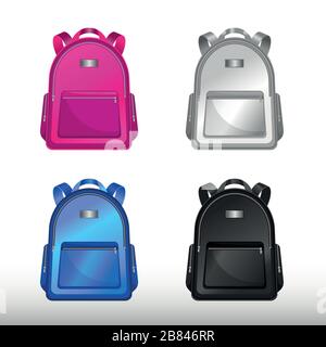 Schultasche Set. Rucksacksymbol. Isoliertes Symbol für den Schulsackvektor. Stock Vektor