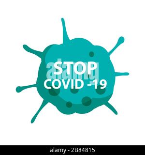 Beenden Sie das Kovid 19-Coronavirus mit dem grünen Symbolzeichen. Stock Vektor