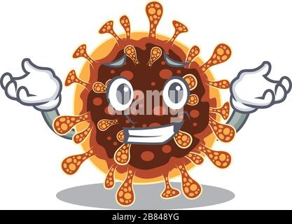 Fröhliches Gesicht des Gamma-Coronavirus-Maskottchens im Cartoon-Stil Stock Vektor