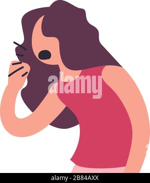 Cartoon Woman hustende Ikone über weißem Hintergrund, flaches Symbol, Vektorgrafiken Stock Vektor