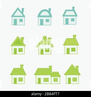 Abstrakte grüne und blaue Ikonen beherbergen Stock Vektor