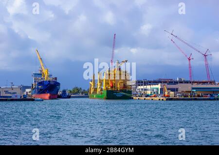 Fort Lauderdale - 11. Dezember 2019: Der Blick auf Port Everglades in ft. Lauderdale, Florida Stockfoto