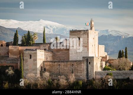 Alcazaba, Alhambra, von Albaicín, Granada, Andalusien, Spanien aus gesehen Stockfoto