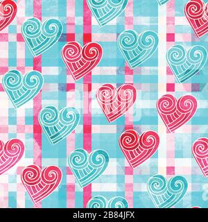 Abstraktes valentine-nahtloses Muster mit Grunge-Effekt Stock Vektor