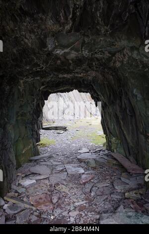 Dinorwic Slate Quarry, zwischen den Dörfern Dinorwig und Llanberis, Snowdonia, Nordwales, Großbritannien. Stockfoto