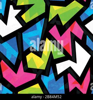 Helles geometrisches, nahtloses Muster mit Grunge-Effekt Stock Vektor