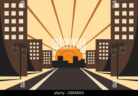 Stadt Sunrise Stock Vektor