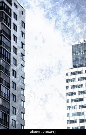 Zwei moderne mehrstöckige Gebäude. Stockfoto