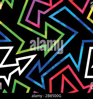 Neongeometrisches, nahtloses Muster mit Grunge-Effekt Stock Vektor