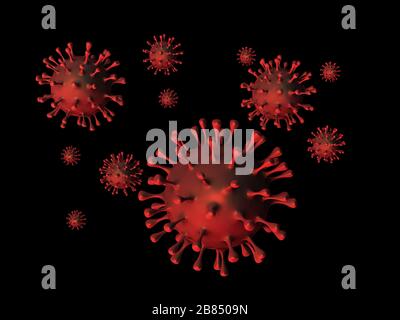 COVID-19 SARS, Coronaviridae, SARS-COV, SARSCoV, Virus 2020, MERS-COV, chinese Virus 2019-nCoV Stockfoto