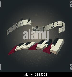 Klavier und Noten (EPS 8) Stock Vektor