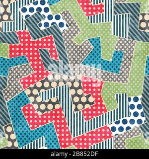 Farbenfrohes Retro-Textil-nahtloses Muster Stock Vektor