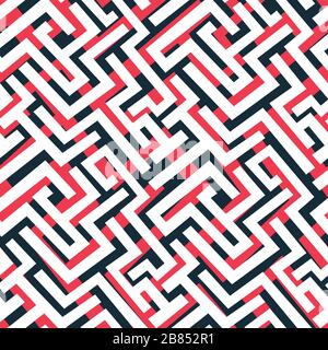 Rotes Labyrinthmuster Stock Vektor