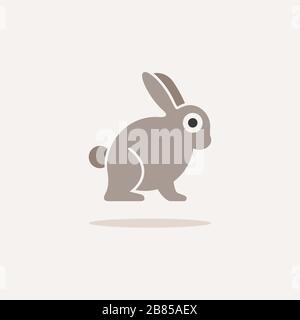 Kaninchen. Farbsymbol mit Schatten. Tierische Glyph-Vektor-Illustration Stock Vektor