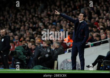 Arsenal-Manager Unai Emery während des Premier-League-Spiels zwischen Arsenal und Wolverhampton Wanderers im Emirates Stadium in London, Großbritannien - 11. November 2018 Stockfoto